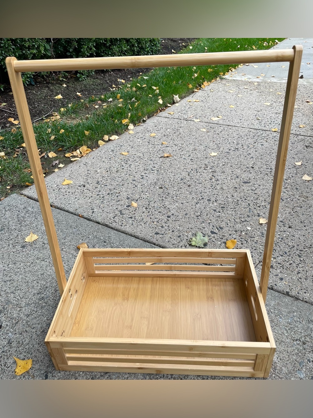 Natural Bamboo Storage Crate with Hanging Rod Versatile Organization